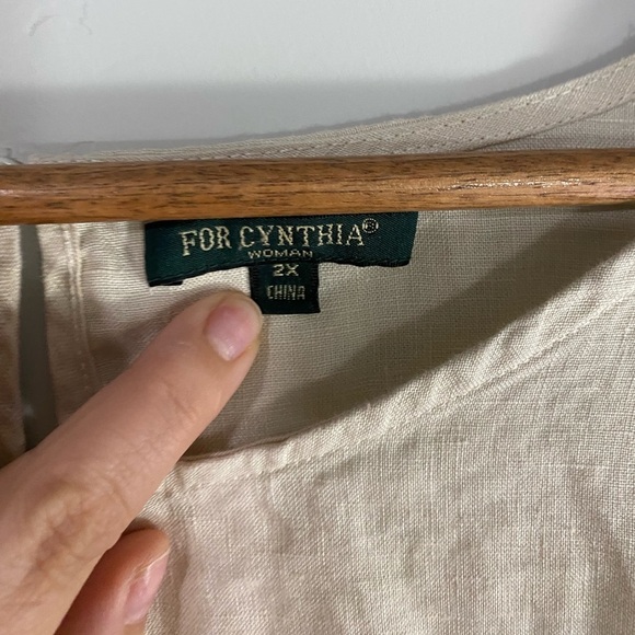 Cynthia Rawley - Tan Linen Ruffle Blouse - Picture 4 of 12